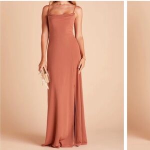 Birdy Grey Ash Long Dress Crepe Orange Terracotta Size M